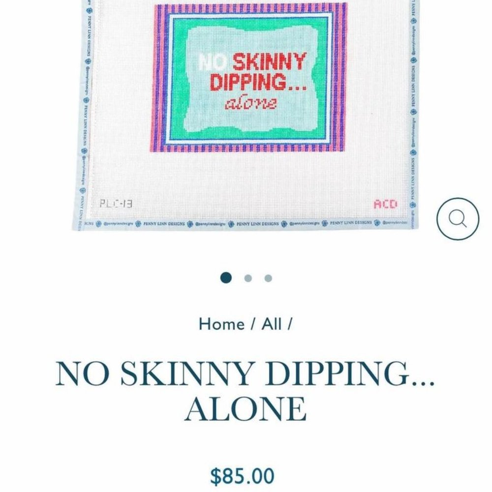 NEW Penny Linn Designs ‘No Skinny Dipping… Alone’ Needlepoint Canvas